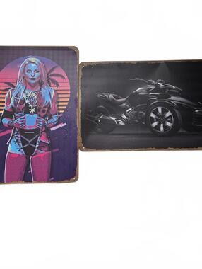 Tin Sign / WWE Liv Morgan Retro & Can-Am Spyder Three-Wheel Bike / 8"x12" / New